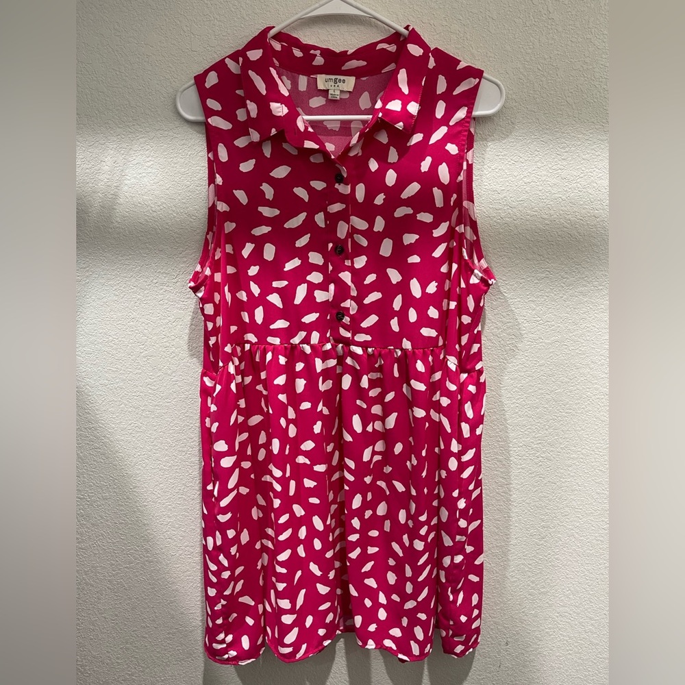 Umgee Pink Dalmatian Print Dress